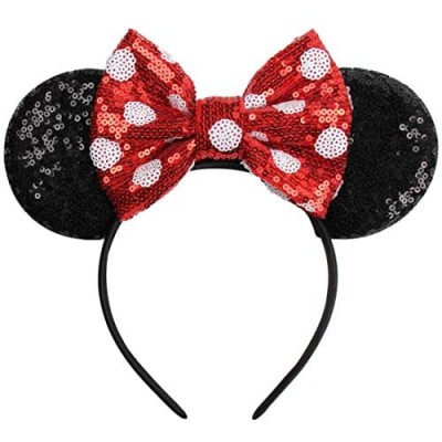 YanJie Mouse Ears Bow Headbands  Glitter Party Princess Decoration Cosplay Costume for Girls & Women