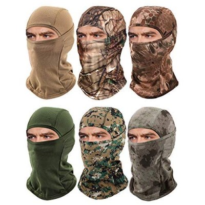 6 Pieces Balaclava Face Mask Motorcycle Windproof Camouflage Fishing Face Cover Winter Ski Mask (Mixed Green  Yellow  Khaki  Light Grey  Brown  Green)