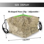 Bandana Cover Lord of The Ring Map of Middle Earth Balaclava Unisex Reusable Windproof Anti-Haze Bandanas Outdoor Camping Motorcycle Running Neck Gaiter with 2 Filters for Teen Men Women