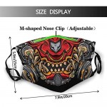 Japanese Oni Samurai-Face Mask with Filters Washable Reusable Scarf Balaclava for Women Men Adult Teens