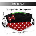 Kawaii Red Bow Polka Dot Face Mask Comfortable Balaclavas Reusable with 2 Filters Adjustable for Girls