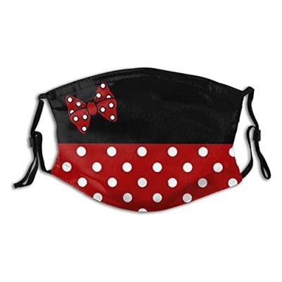 Kawaii Red Bow Polka Dot Face Mask  Comfortable Balaclavas Reusable with 2 Filters Adjustable for Girls