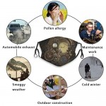 Steampunk Clocks Face Mask with Filter Pocket Washable Reusable Face Bandanas Balaclava with 6 Pcs Filters