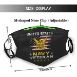 United States Navy Veteran-Face Mask with Filters Washable Reusable Scarf Balaclava for Women Men Adult Teens