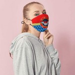 Wonder Woman Face Mask Girls Hero Comic Red Breathable Mouth Cover Washable Balaclava for Womens Men Adult Gifts 3Pack