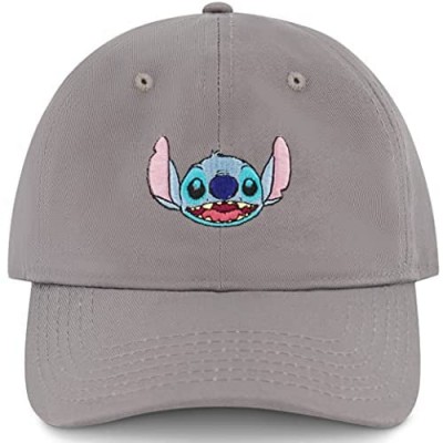 Concept One Men's Disney's Lilo and Stitch Cotton Adjustable Baseball Hat with Curved Brim  Grey  One Size