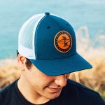 Everyday California 'Marlin' Snapback Navy Blue and White Surf Hat - Baseball Style Cap with Vegan Leather Patch