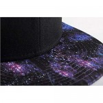 Quanhaigou Purple Galaxy Snapback Hat Unisex Trucker Hat Hip Hop Plaid Flat Bill Brim Adjustable Baseball Cap
