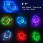 Ruconla Fiber Optic Cap LED hat with 7 Colors Luminous Glowing Hip hop Baseball Hats USB Charging Light up caps Even Party led Christmas Cap for Event Holiday White