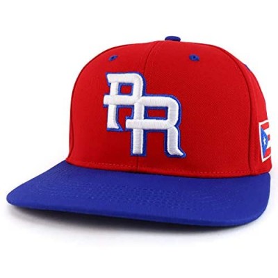 Trendy Apparel Shop PR 3D Embroidered Flatbill Snapback Cap with Puerto Rico Flag