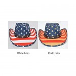 4th of July Vintage Cowboy Hats American Flat Sunhat for Men American Independence Day Classic Shapeable Hat