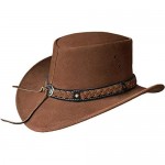 BRANDSLOCK Mens Suede Leather Down Under Cowboy Aussie Outback Hat