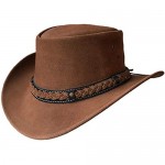 BRANDSLOCK Mens Suede Leather Down Under Cowboy Aussie Outback Hat