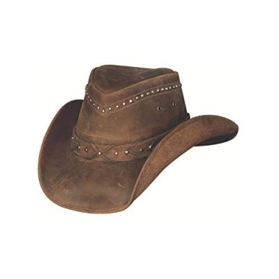 BULLHIDE Burnt Dust Genuine Leather Outback Cowboy Hat  3 3/8" Brim  Brown