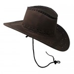 CHAPEAU TRIBE Texas Wild West Suede Light Brown Cowboy Hat with Chin Strap and Paisley Red Bandana
