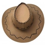 CHAPEAU TRIBE Texas Wild West Suede Light Brown Cowboy Hat with Chin Strap and Paisley Black Bandana