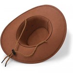 Cowboy Hats for Men Mens Faux Felt Western Cowboy Hat Outdoor Wide Brim Hat with Adjustable Strap