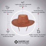 Genuine Leather Bushman Outback Hat — Handcrafted UV Sun Protection Lightweight Durable