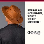 Genuine Leather Bushman Outback Hat — Handcrafted UV Sun Protection Lightweight Durable