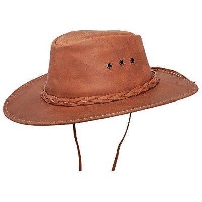 Genuine Leather Bushman Outback Hat — Handcrafted  UV Sun Protection  Lightweight  Durable