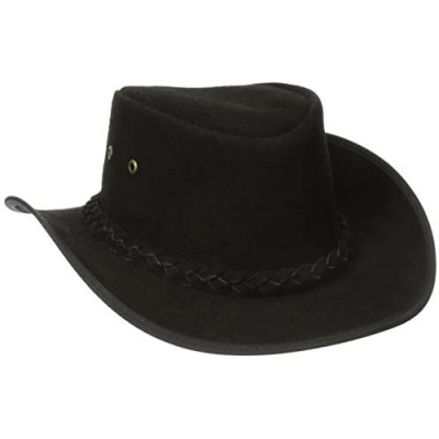 Henschel Rainproof Leather Outback Hat  Black  X-Large