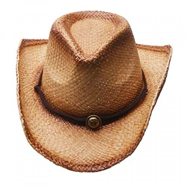 MINAKOLIFE Men's & Women's Western Style Cowboy/Cowgirl Straw Hat