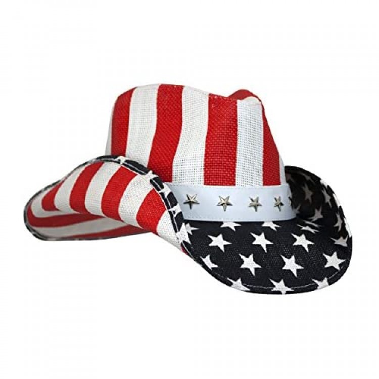 Peter Grimm Unisex Cowboy Hat (Red White & Blue One Size)
