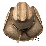 WESTERN EXPRESS Cattleman Palm Sonora Cowboy Hat - Rope Band Conchos with Leather Chin Strap Medium Brown
