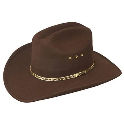 WESTERN EXPRESS Men's Faux Felt Woodcock Cowboy Hat with Gold Band Rodeo Cattleman Mexican - Brown Color Adults Size (55) - 6 7/8