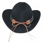 XYIYI Western Faux Felt Cowboy Hat for Men Wide Brim Fedora