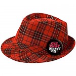 amscan 393776 Holiday Red Plaid Fabric Fedora Hat 5 x 10