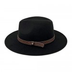 E-G-M Fedora Hat for Men & Women Wide Brim Felt Dress Hat with Retro Band