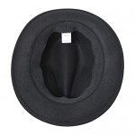 Forever Sun 100% Wool Felt Fashion Party Travel Fedora Hat for Men Black Color Terry Elastic Sweatband (Black Ribbon S/M)