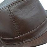 IFSUN Men & Women's Cowhide Jazz Hat Short Brim Leather Fedora Hat