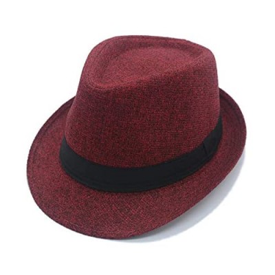 JEEDA Vintage Fedora Trilby Jazz Gentleman's Flat Hat Panama Hat for Men Women