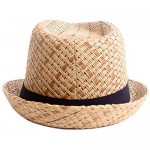 Livingston Men/Women Summer Straw Structured Fedora Hat w/Cloth Band