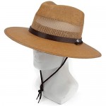 Melesh Sun Straw Wide Brim Beach Summer Fedora Classic Panama Hat