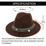 Men Women Vintage Felt Fedora Hat Wide Brim Panama Hats with Buckle