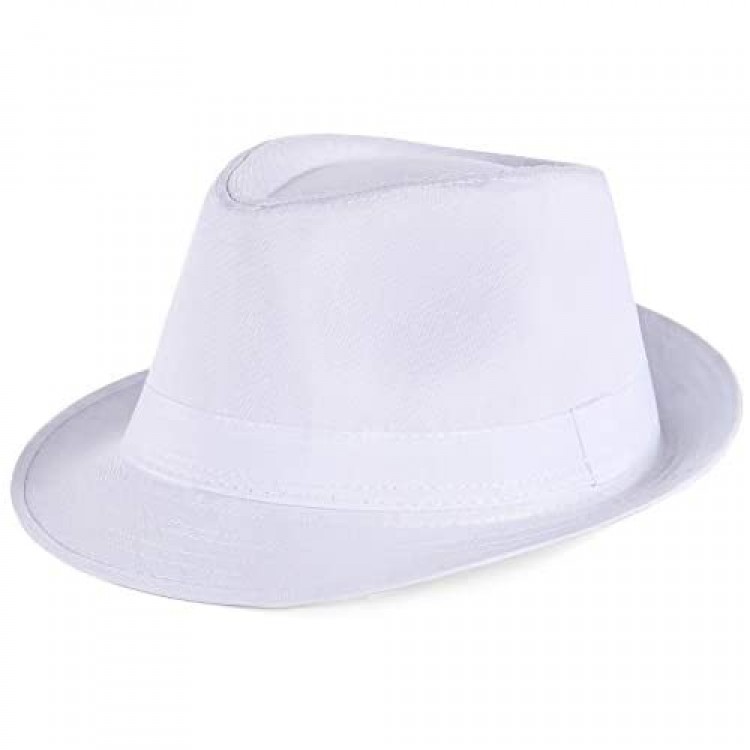 PORSYOND Felt Fedora Hat Men Women Belt Panama Jazz Hat Trilby Hat with Band