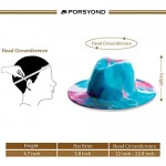 PORSYOND Tie-dye Multicolor Fedora Hat Wide Brim Felt Panama Hat Trendy Printed Jazz Hat for Men Women