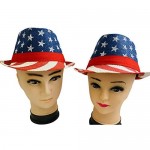 Westmon Works USA Patriotic Fedora American Flag Staw Hat 4th of July Cap Wear One Size for Men or Women Set of 2 Red
