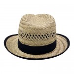 Yosang Men and Women Short Brim Fedora Hat Sun Straw Beach Panama Hats