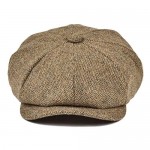 BOTVELA Men's Premium Wool Classic Flat Ivy Newsboy Cap Herringbone Pattern Flecked Hat