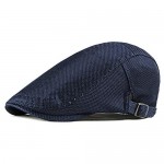 Croogo Men's Mesh Flat Cap Breathable Summer Newsboy Hat Beret Ivy Gatsby Hats Cabbie Duckbill Caps for Golf Driving Hunting