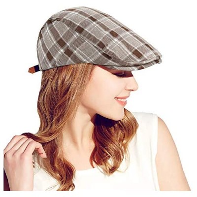 DOCILA 2 Pack Colorful Plaid Newsboy Cap for Women Men Adjustable Cotton Flat Ivy Gatsby Hats Breathable Cabbie Beret