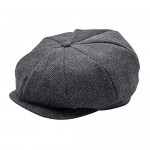 jerague Wool Newsboy Cap for Men Women - Classic Vintage Gatsby Lvy Cabbie Hat Flat Beret Cap Adjustable Size