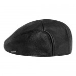LETHMIK Newsboy Classic Flat Hat Genuine Leather Cabbie Hat Driving Ivy Cap