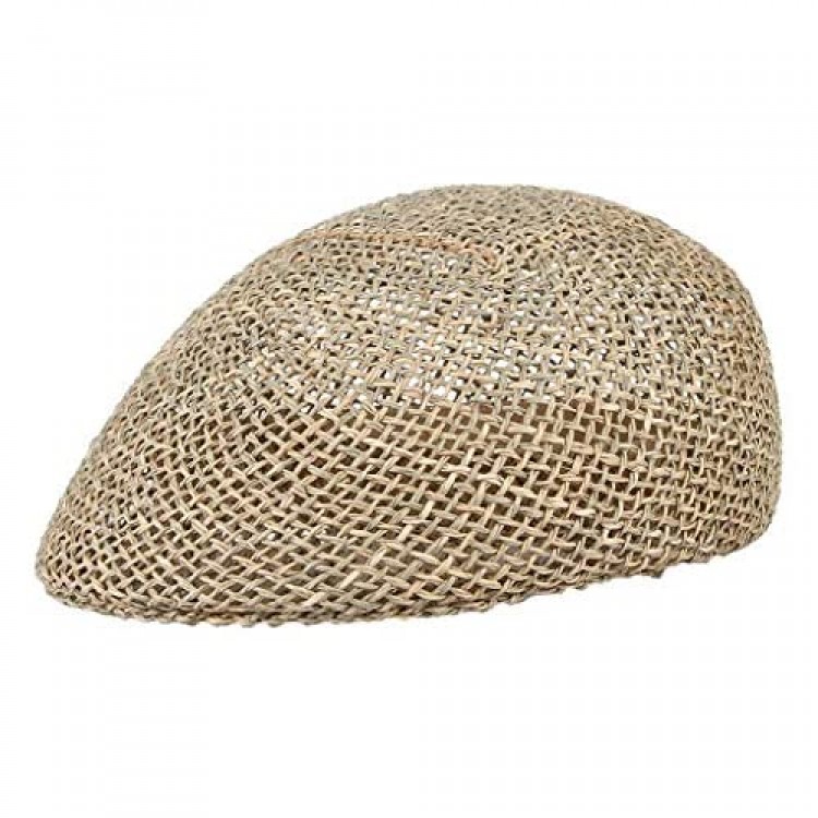 Men Mesh Summer Flat Cap Newsboy Beret Solid Ivy Cap Cabbie Driving Straw Hat