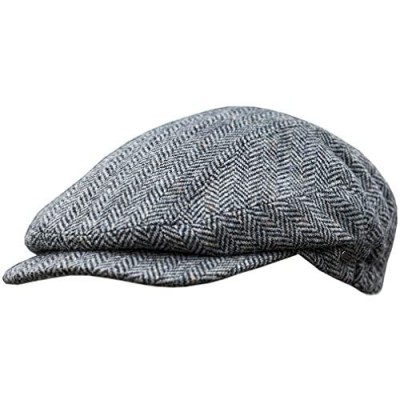 Men's Authentic Irish Wool Flat Cap - Traditional Herringbone Style  Made in Ireland  Gray