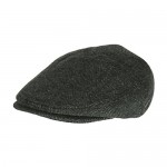 Men’s Black Wool Herringbone Ivy Cap Classic Cabbie Hat w/Ear Flaps